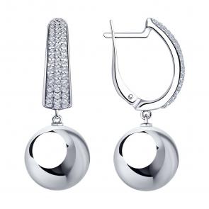 Серебряные серьги SOKOLOV с фианитом 94023919 фото