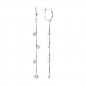 Серебряные серьги SOKOLOV с фианитом 94023935 фото