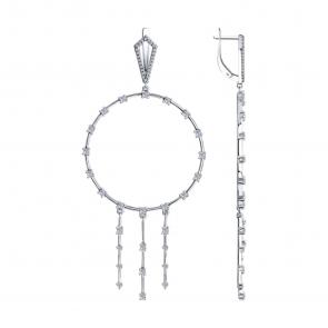 Серебряные серьги SOKOLOV с фианитом 94023985 фото