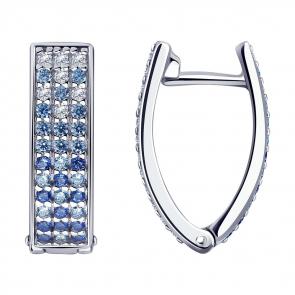 Серебряные серьги SOKOLOV с фианитом 94024018 фото