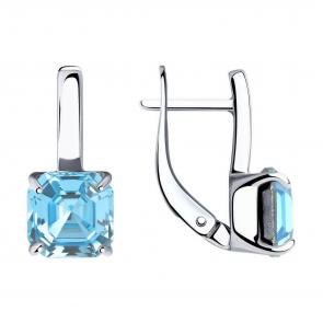 Серебряные серьги SOKOLOV с кристаллом Swarovski 94024045 фото
