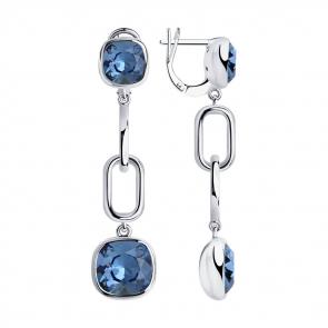 Серебряные серьги SOKOLOV с кристаллом Swarovski 94024169 фото