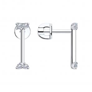 Серебряные серьги SOKOLOV с фианитом 94024196 фото