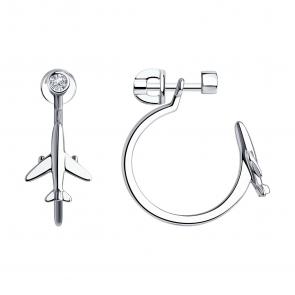 Серебряные серьги-трансформеры SOKOLOV с фианитом 94024223 фото