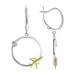 Серьги из лимонного серебра SOKOLOV с фианитом 94024229 фото