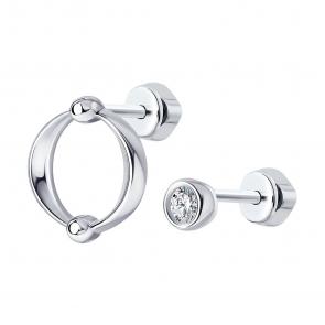 Серебряная серьги-буква О SOKOLOV с фианитом 94024359 фото