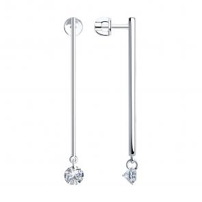 Серебряные серьги SOKOLOV с фианитом 94024390 фото