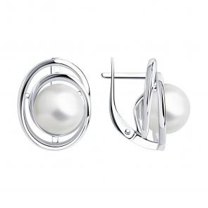Серебряные серьги SOKOLOV с жемчугом 94024397 фото