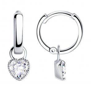 Серебряные серьги-трансформеры SOKOLOV с фианитом 94024415 фото