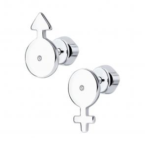 Серебряные серьги SOKOLOV с фианитом 94024425 фото