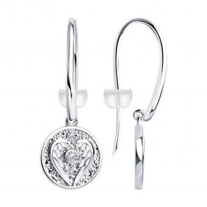 Серебряные серьги SOKOLOV с фианитом 94024483 фото