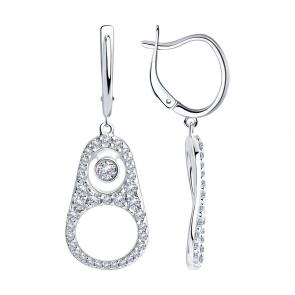 Серебряные серьги SOKOLOV с фианитом 94024486 фото