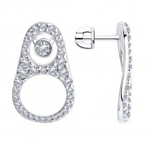 Серебряные серьги SOKOLOV с фианитом 94024722 фото