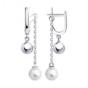 Серебряные серьги SOKOLOV с жемчугом 94024773 фото