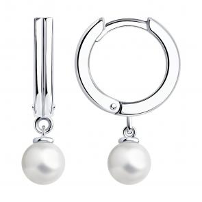 Серебряные серьги SOKOLOV с жемчугом 94024779 фото