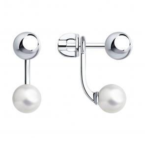 Серебряные серьги-трансформеры SOKOLOV с жемчугом 94024786 фото