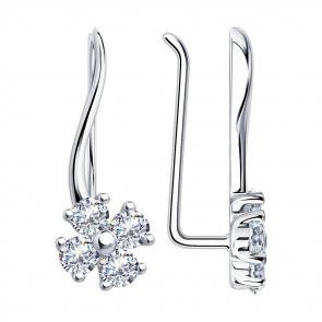 Серебряные серьги SOKOLOV с фианитом 94024798 фото