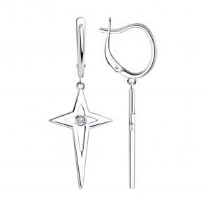 Серебряные серьги SOKOLOV с фианитом 94024810 фото