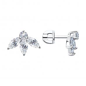 Серебряные серьги SOKOLOV с фианитом 94024818 фото