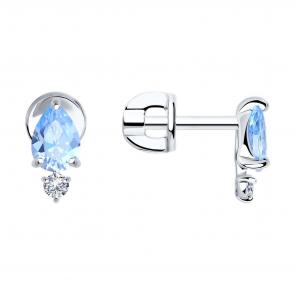 Серебряные серьги SOKOLOV с фианитом 94024985 фото