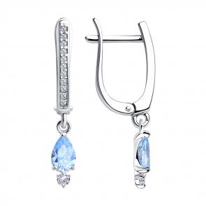 Серебряные серьги SOKOLOV с фианитом 94024997 фото