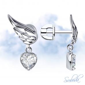Серебряные серьги SOKOLOV с фианитом 94025022 фото