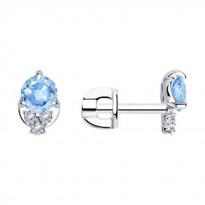 Серебряные серьги SOKOLOV с фианитом 94025030 фото