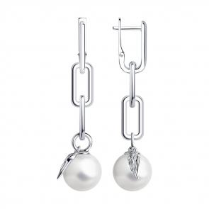 Серебряные серьги SOKOLOV с жемчугом 94025069 фото