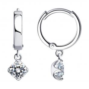 Серебряные серьги SOKOLOV с фианитом 94025070 фото