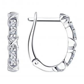 Серебряные серьги SOKOLOV с фианитом 94025079 фото