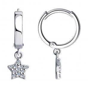 Серебряные серьги SOKOLOV с фианитом 94025082 фото