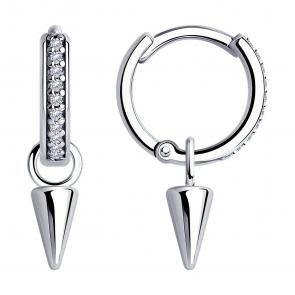Серебряные серьги-трансформеры SOKOLOV с фианитом 94025083 фото