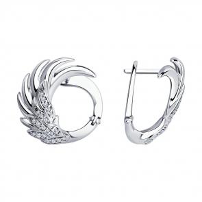 Серебряные серьги SOKOLOV с фианитом 94025088 фото