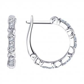 Серебряные серьги SOKOLOV с фианитом 94025093 фото