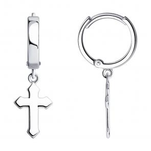 Серебряные серьги-кресты SOKOLOV 94025107-91 фото