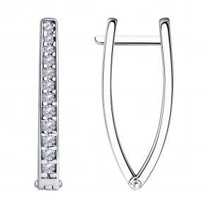 Серебряные серьги SOKOLOV с фианитом 94025110 фото