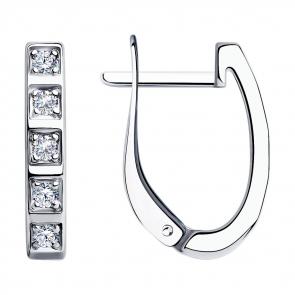 Серебряные серьги SOKOLOV с фианитом 94025219 фото