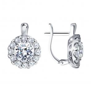 Серебряные серьги SOKOLOV с фианитом 94025223-91 фото