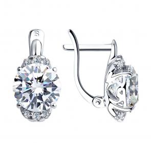 Серебряные серьги SOKOLOV с фианитом 94025224 фото