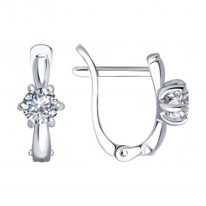 Серебряные серьги SOKOLOV с фианитом 94025225 фото