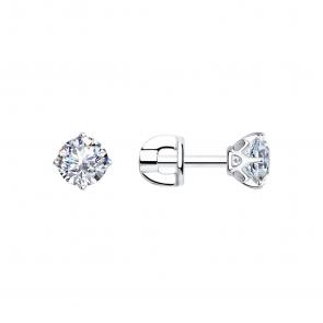 Серебряные серьги SOKOLOV с фианитом 94025254 фото