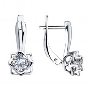 Серебряные серьги SOKOLOV с фианитом 94025255-91 фото