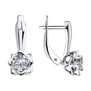 Серебряные серьги SOKOLOV с фианитом 94025255 фото