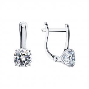 Серебряные серьги SOKOLOV с фианитом 94025263 фото