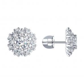 Серебряные серьги SOKOLOV с фианитом 94025268 фото