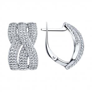 Серебряные серьги SOKOLOV с фианитом 94025272 фото