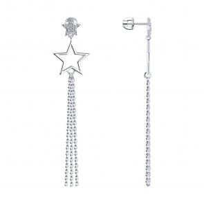 Серебряные серьги SOKOLOV с фианитом 94025278 фото