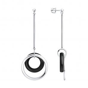 Серебряные серьги SOKOLOV с керамикой 94025330 фото