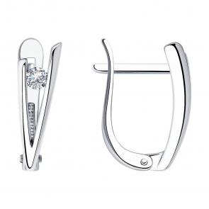 Серебряные серьги SOKOLOV с фианитом 94025335 фото