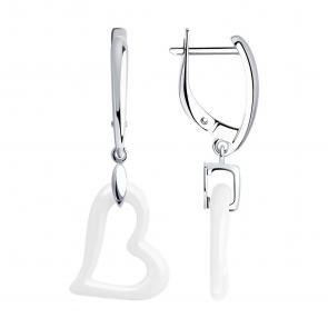 Серебряные серьги SOKOLOV с керамикой 94025624 фото